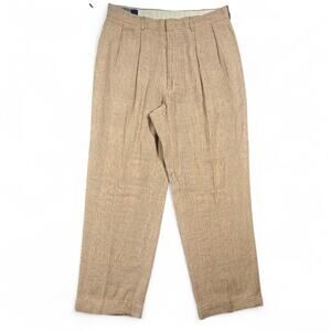 Polo Ralph Lauren Mens VTG Linen Cotton Herringbone Pleated Pants OldMoney 34x29